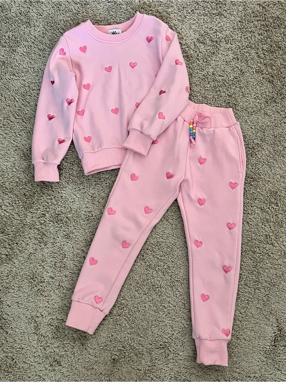 Lola + The Boys Pink Heart Sweatshirt & Joggers Set